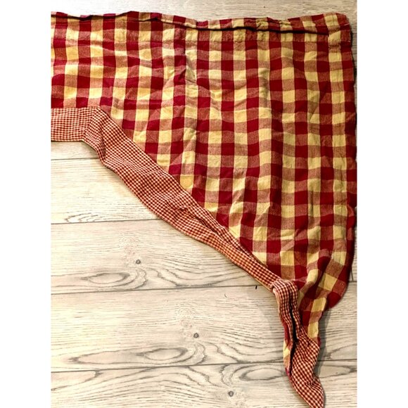 Park Designs Burgundy Check Cotton Curtain Swag Two Sets Rustic Farm House Cabin - Picture 3 of 8